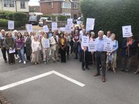 Protest at the Viney's Farm developer's presentation